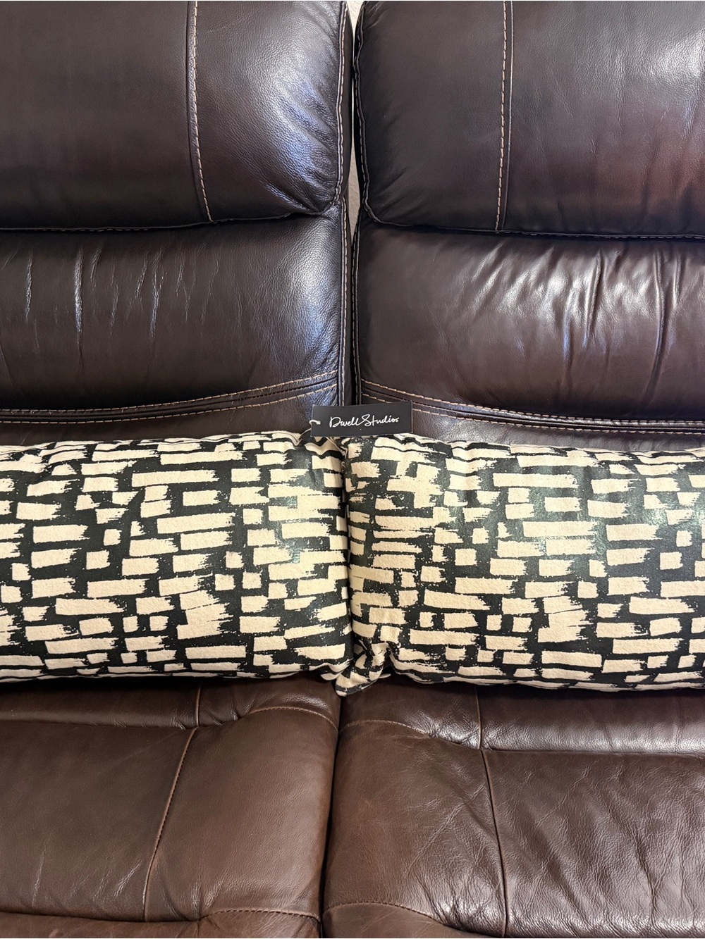 Black and Cream Patterned Lumbar Accent Pillow